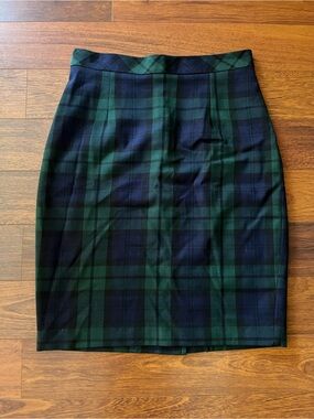 Jacob Green and Navy Plaid Pencil Skirt